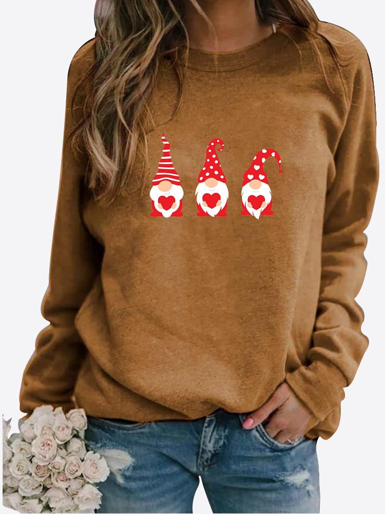 Winter Damen LOVE bedruckte Tops T-Shirt Damen Rundhals Langarm Casual Sweatshirt Plus Size Bluse Plüschpullover