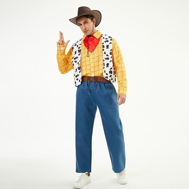 Halloween-Kostüme, Toy Story Woody Paarkostüme, Westliche Cowboy-Kostüme für Herren und Damen, Party-Bühnenkostüme