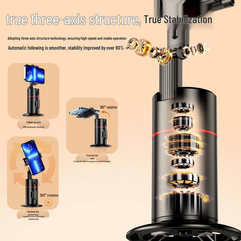 P02 Mobile Gimbal: AI Face Tracking, Live Streaming, Panoramic Stand, Anti-Shake Phone Holder