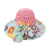 Fashion Sun Hat For Women Holiday Beach Straw Hat Female Hollow Printed Bow Summer Big Brim Hat Fold Uv Protection Floppy Hat