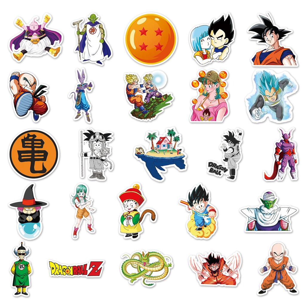 Dragon Ball 50 Pcs Waterproof Cartoon Goku Anime Stickers Decals For Luggage Travel Case Laptop Skateboard Notebook Anime Fans