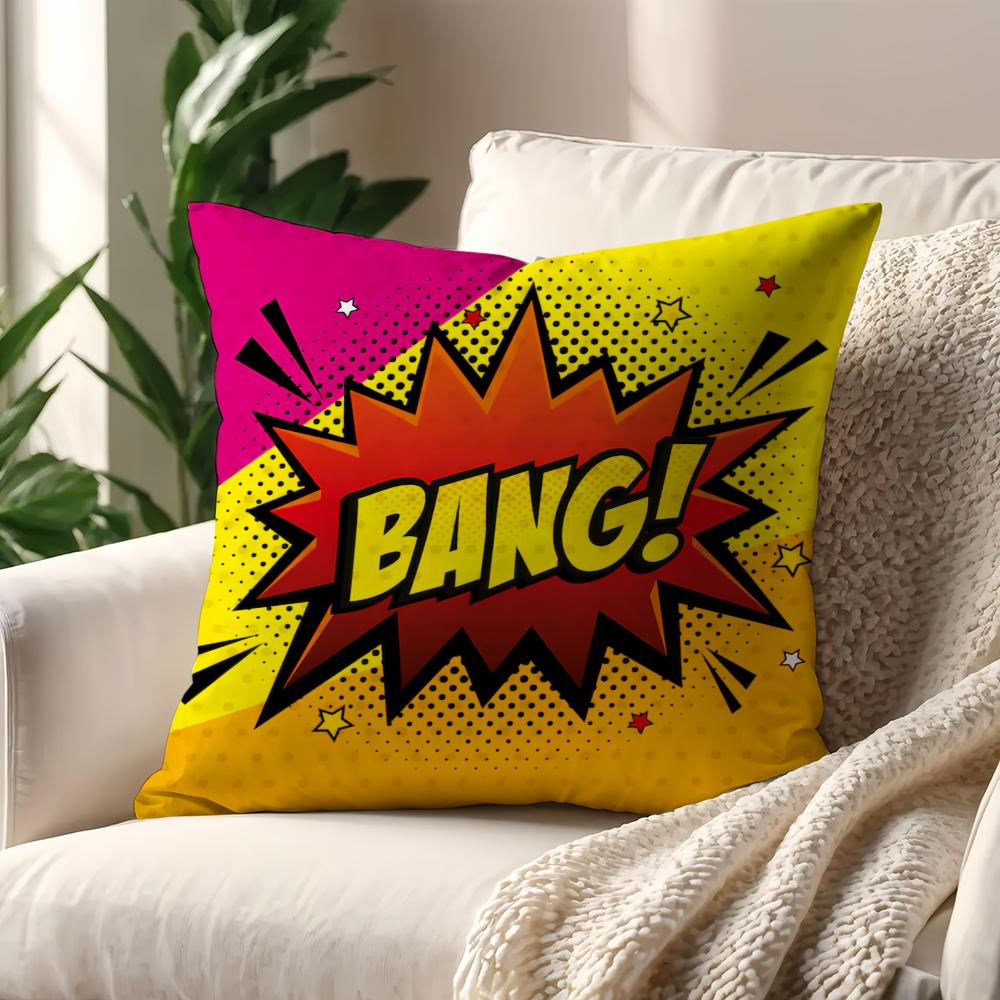 Art Pop BANG WOW BOOM POW cushion cover Pillow Cover Home Sofa living Decoration Room  Office Car Nordic Simplicity