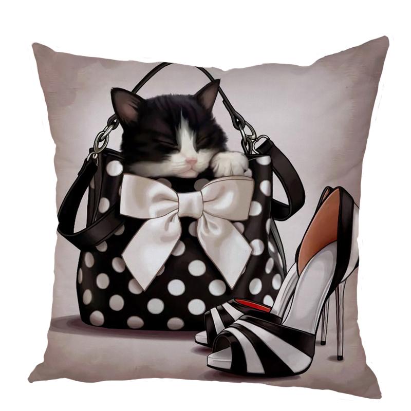 Color Cute Cartoon Dog Square Pillow Cushion Cover Car Sofa Office Chair Polyester  Case Home Decor Ornament