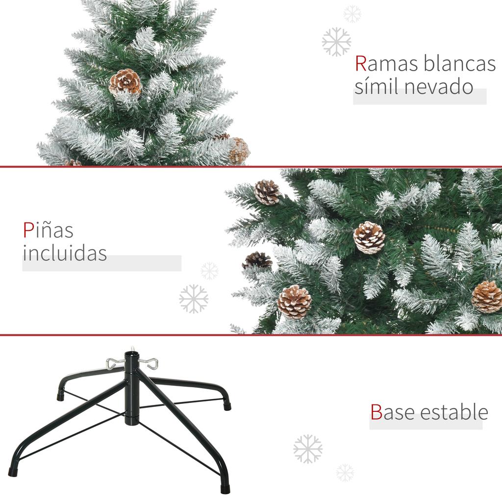 Artificial Christmas Tree Diameter 105x210 Cm with 1440 PVC Tips and 75 Pinecones, Branches Automatic Opening