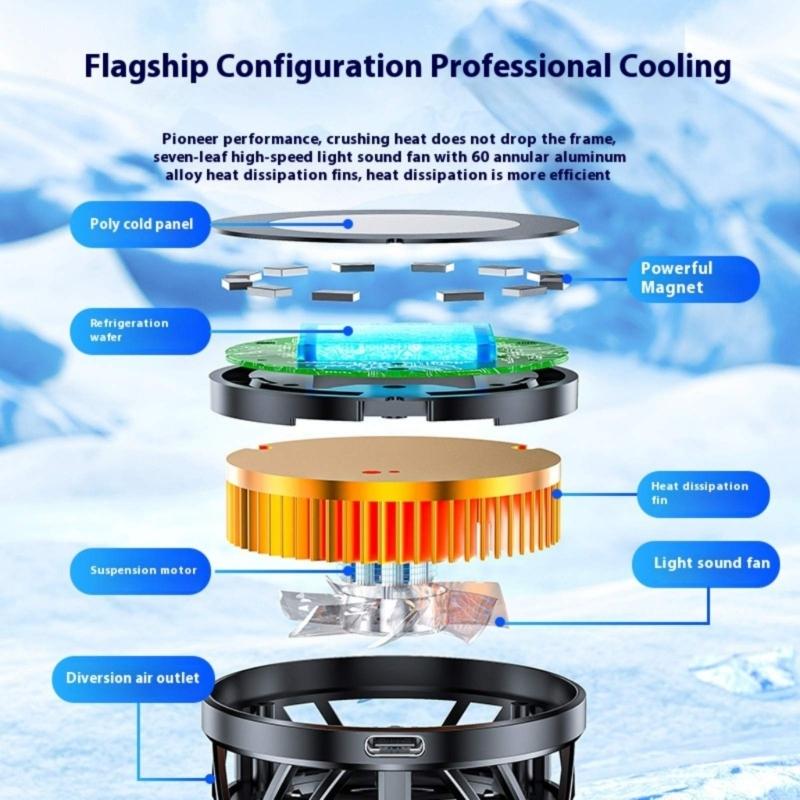 15W Rapid Cooling System Magnetic Back Clip Design Lighting Semiconductor Phone Coolers Device for Smartphones