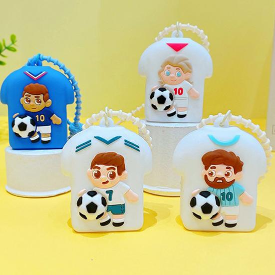 1/4Pcs Football Jersey Squeeze Toy, Stress Relief Soccer T-shirt Toy, Football Themed Backpack Charm Decor Keychain Pendant, Souvenir Gifts for