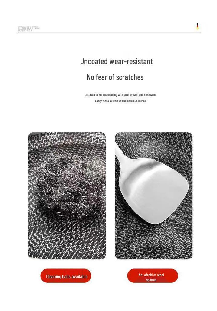 316L Stainless Steel Non-Stick Double-Sided Frying Pan for Eggs and Steak, Coating-Free, Flat-Bottom.