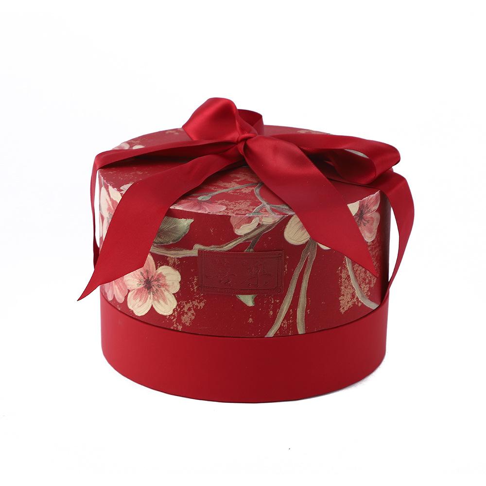 Wedding Wedding Candy Gift Box Round Handheld Ribbon Gift Packaging Box Chinese Traditional Handbag Party Favors Supplies