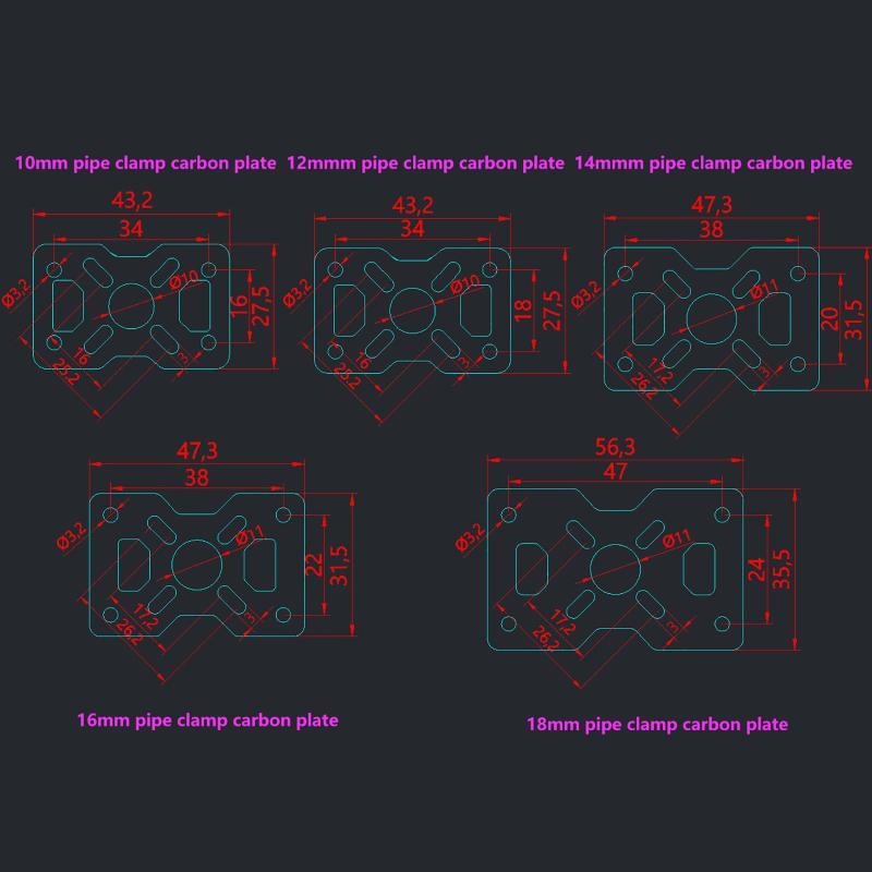 12/14/16/18/20/22/25/30mm 3k Carbon Fiber Motor Base Fixed Seat Mount Plate Pipe Clamp For RC Aircraft Model-TOY