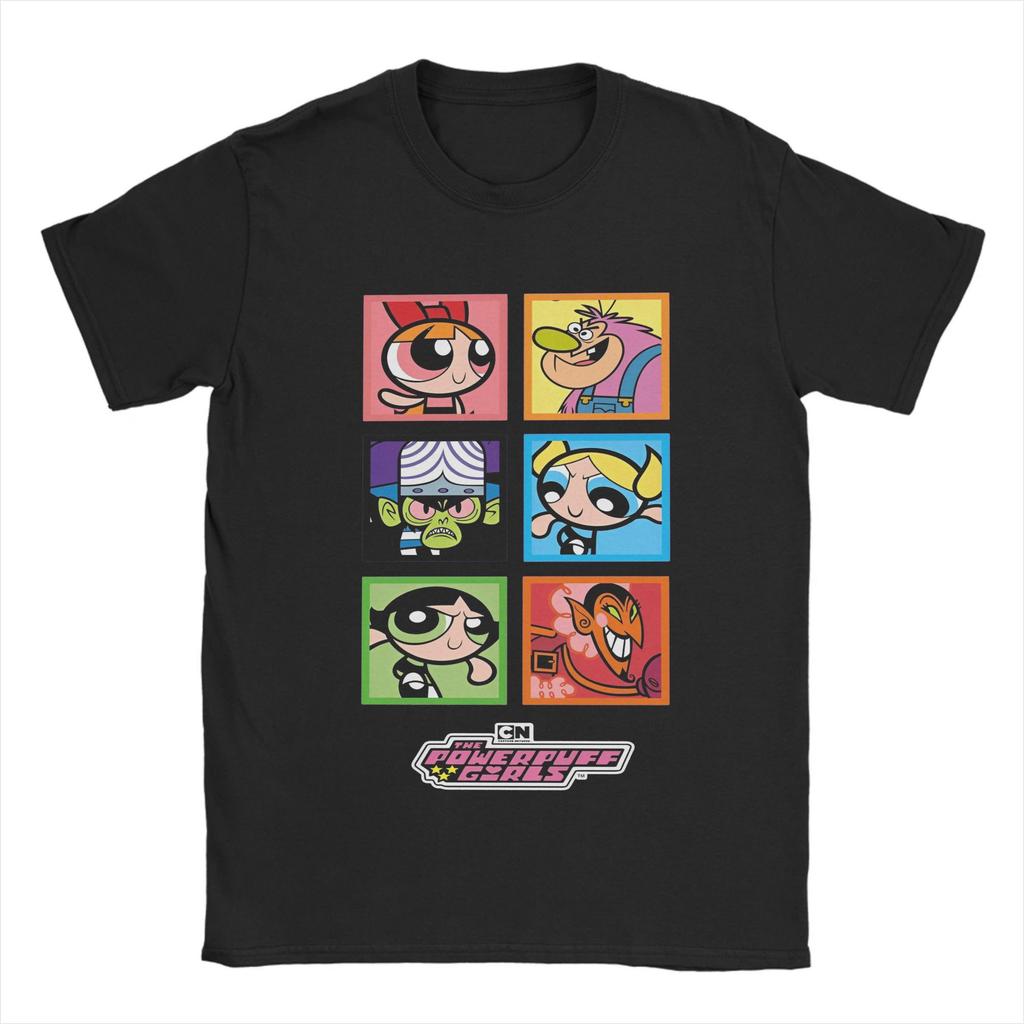 The P-Powerpuffs Girls  T-Shirts for Men  Vintage 100% Cotton Tee Shirt O Neck Short Sleeve T Shirt Birthday Gift Clothes