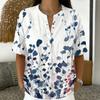Women Fashion Floral Print V Neck Blouse Short Sleeve Pullover Top Lightweight Casual Shirt
