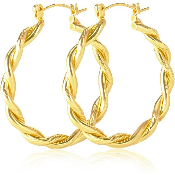 Gold Earrings for Women Twisted 14K
