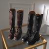 Sheepskin Version~ Retro But Knee Boots Women's Thick Heel Knight Western Cowboy Boots Show Legs Thin Fashion Boots