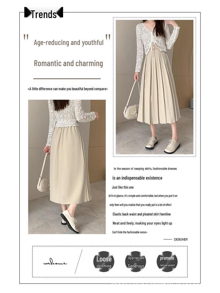 Gefalteter Midi-Rock für Damen - Hohe Taille, Ballett-Stil, A-Linie, Perfekt für den Herbst und Winter