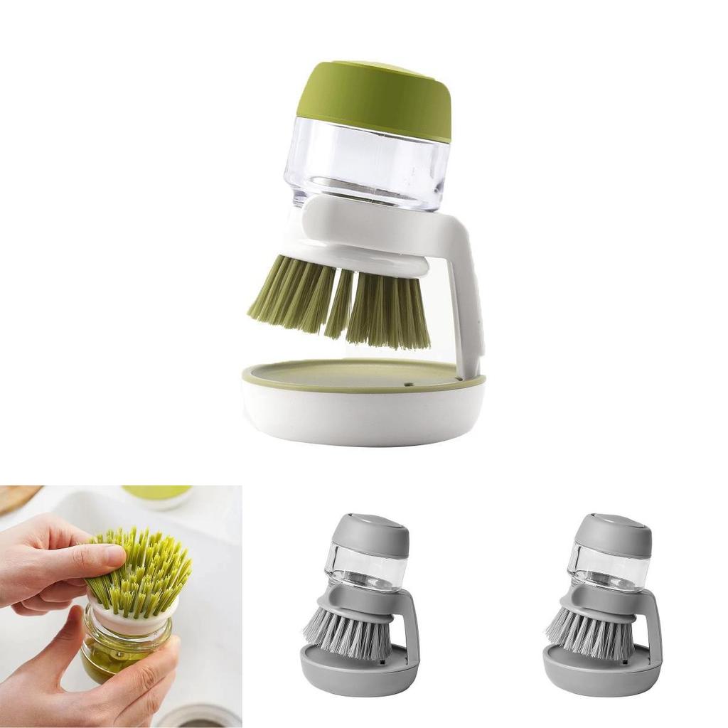 Household Dish And Pot Brush With Builtin Liquid Injector For Lazy Clean