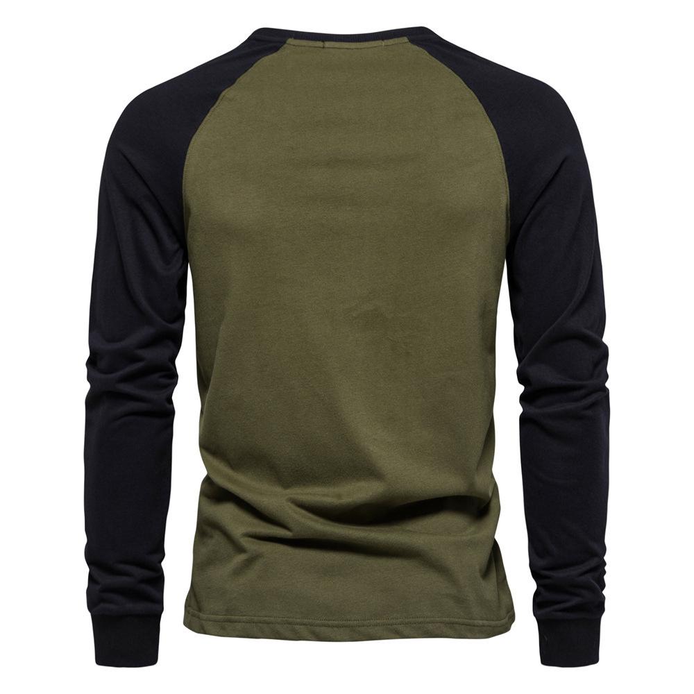 T-shirt Casual da Uomo con Spalle Cadenti, T-shirt da Uomo a Maniche Lunghe, Base Layer da Uomo Patchwork