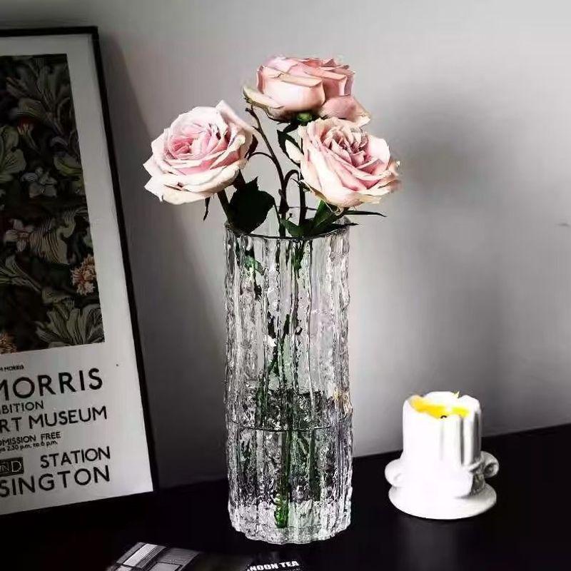 Large Luxury Transparent Glass Vase for Bamboo & Dried Flowers - Living Room Desktop Decoration