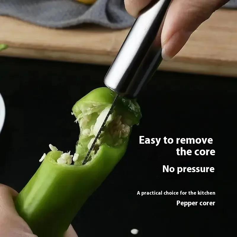 Heißer Edelstahl Paprikaentkerner Tragbarer Zucchini Gurken Entkerner Spezielle Küchenhelfer mit Wellenschliff Haushaltshelfer
