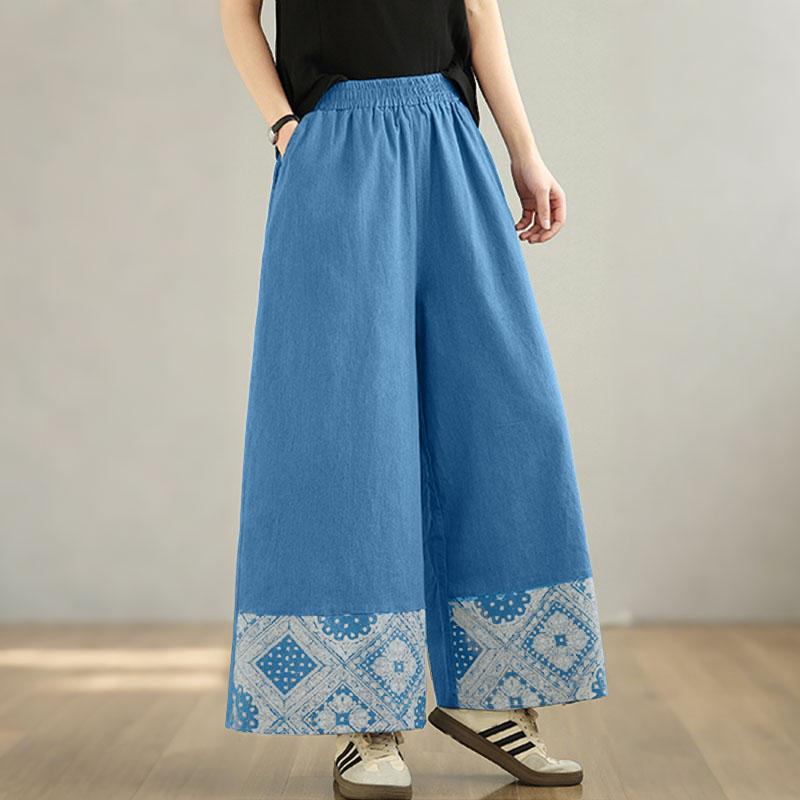 ZANZEA Women Casual Elastic Waist Loose Print Cropped Pants