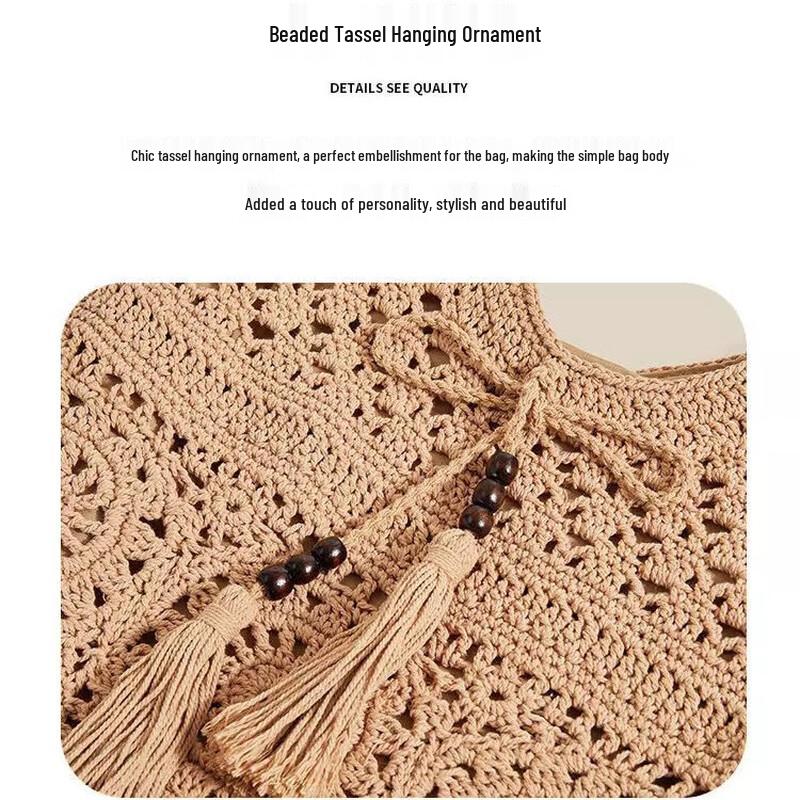 REWELL Sommer Quaste Baumwollstrick Schultertasche