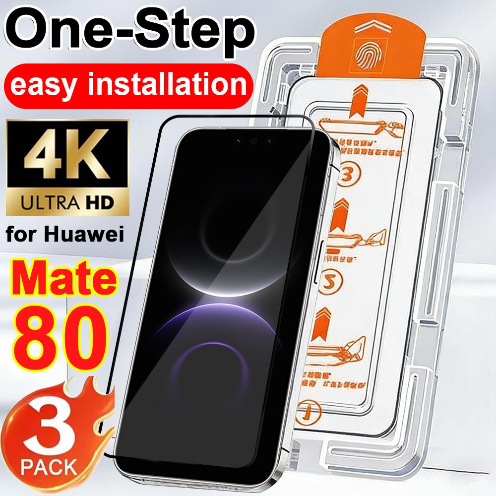 Tempered Glass Films with Auto Alignment Install Kit for Huawei Mate 80 80Pro 80RS 80 ProMax Shatterproof Screen Protectors