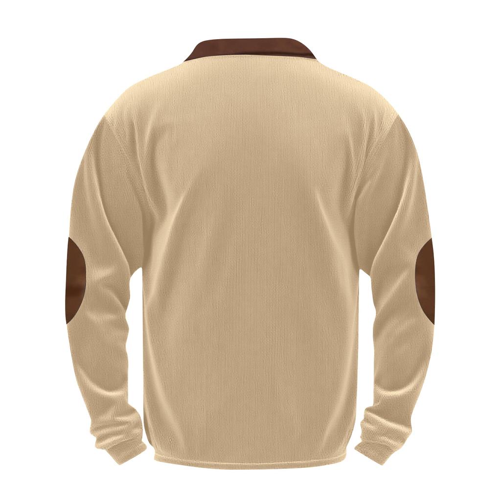 Men's Solid Color Corduroy Half-Zip Sweatshirt Men's Sports Large Size Casual Pullover Sweatshirt
