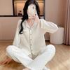 Pajamas Fresh Baby Cotton Crepe Spring Autumn Summer Thin Lapel Women's Long Sleeve Long Pants Double Gauze Loungewear Long Set