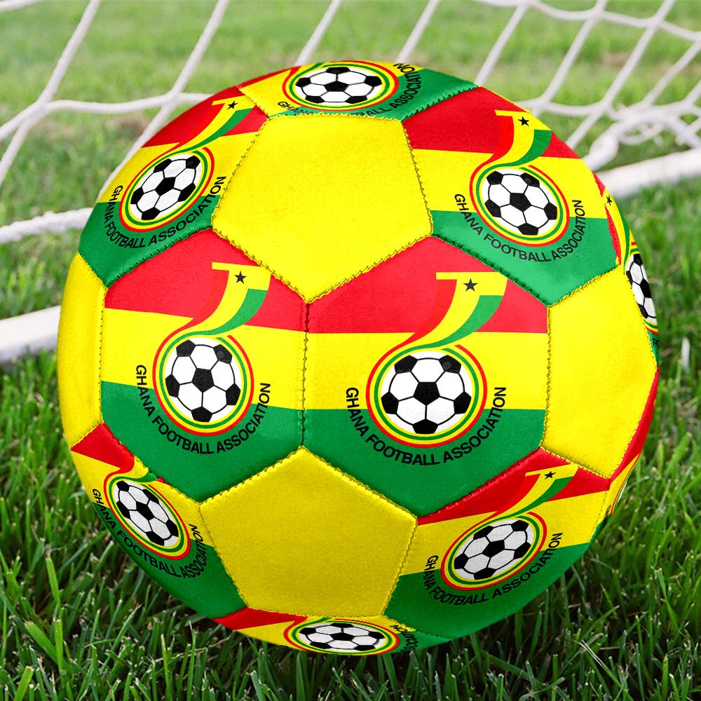 Ghana Football Indoor Soccer Ball Colorful All Ages Size 5 Machine Stitched PVC Competition Ready Durable High-Bounce