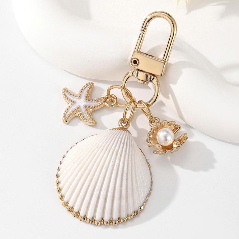 1PC Starfish Shell Fashionable Keychain Creative Keyring Pendant Naturally Conch Bag Charm Asymmetric Shell