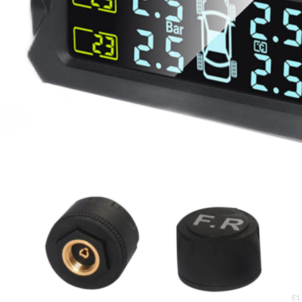 Solar Powered Car Tire Pressure Sensor with Temperature and LCD Display Panel & USB