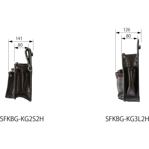 Tajima Safe System Detachable Waist Pouch with Twin Hooks, Crocodile Leather, and 3-Tier Large Nail Pouch, Made of High-Strength, Flexible, and Durabl