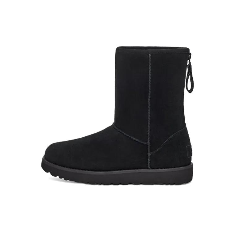 UGG W Classic Short Logo Zip 'Black' Women's (Unisex) Snow Boots 1122672 BLK