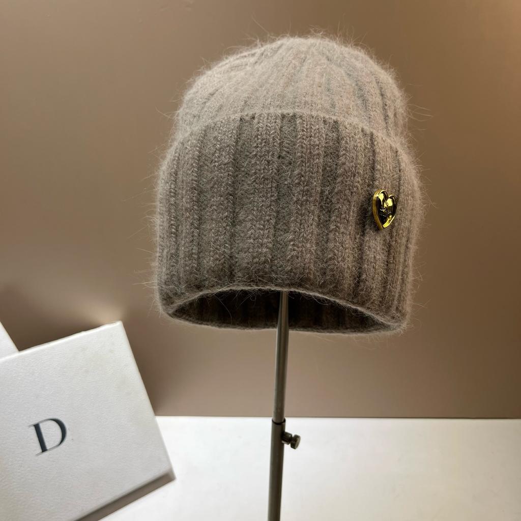 Xiaoxiangfeng Love Cha High Quality Rabbit Hair Knitted Hat Women'S Face Small Wide Stripe Sweet Wool Hat