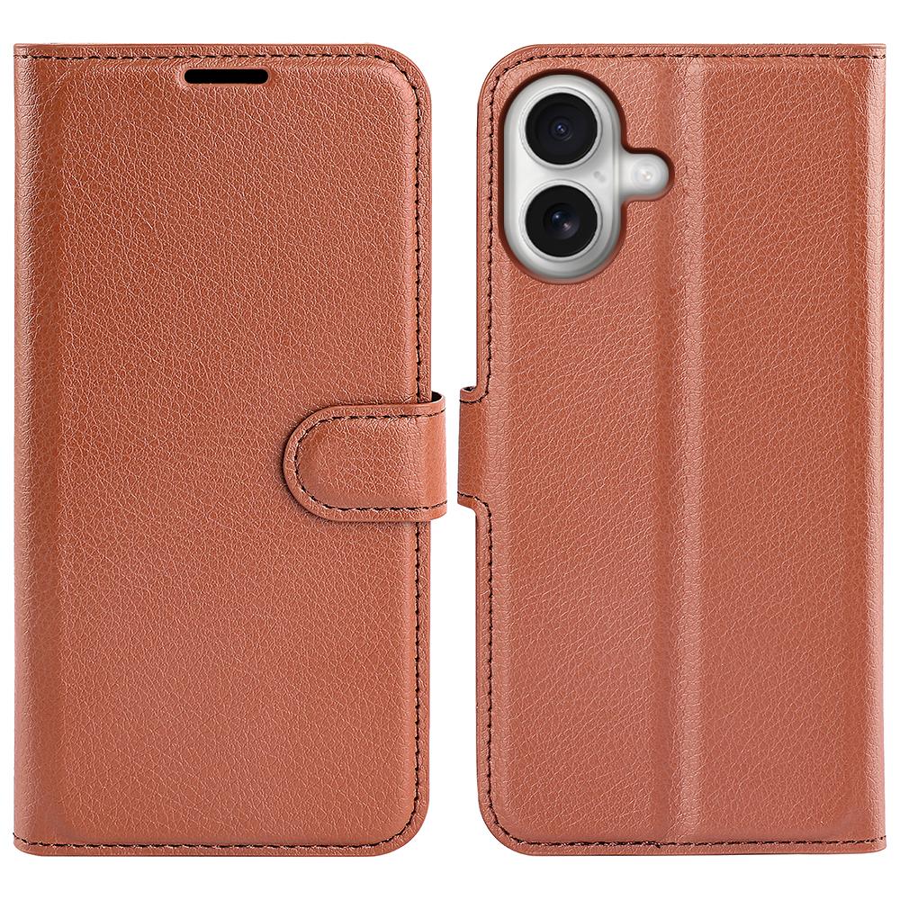 For iPhone 17 Wallet Case Litchi Texture Shockproof Leather Flip Stand Phone Cover
