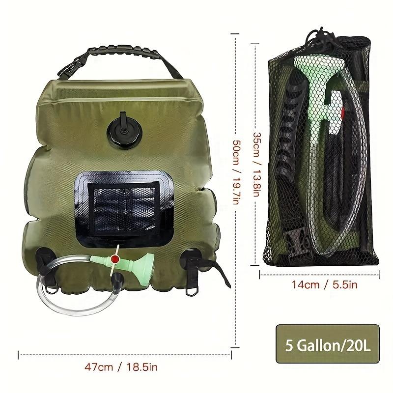 20L Solar Portable Shower Kit, Solar Heated Camping Shower Kit with Detachable Hose Shower Head, Small Shower, Suitable for Camping, Hiking, Traveling