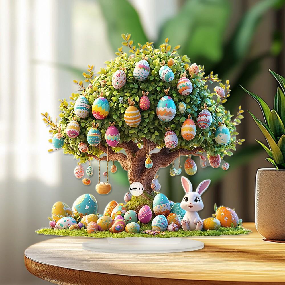 1 Stück Osterei Hase 2D Acryl Haus Wohnzimmer Veranda Tischplatte Dekoration Feiertagsdekoration