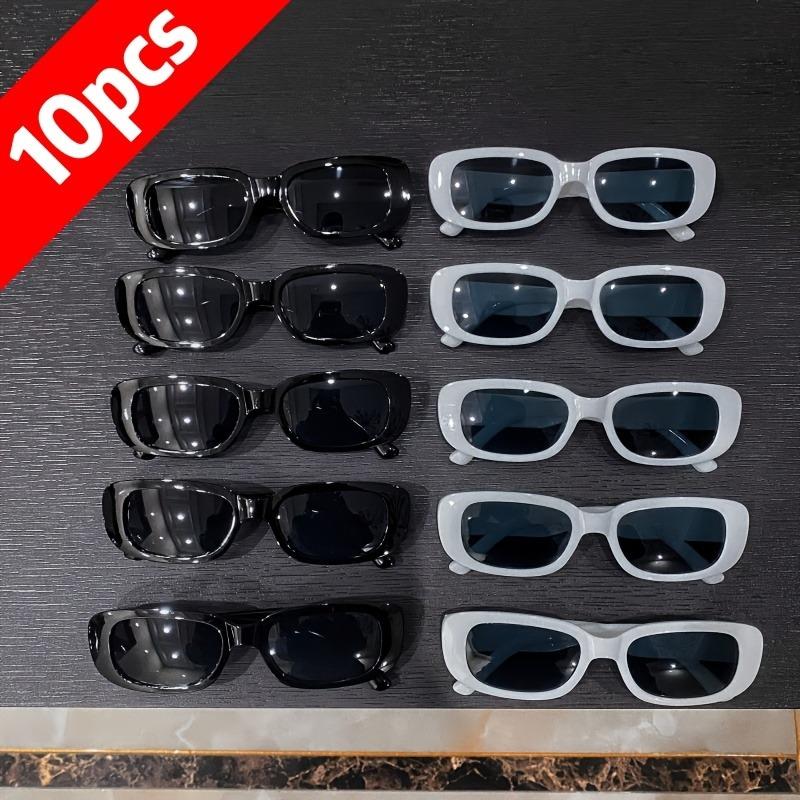 

10 Pairs of Retro Black and White Oval Small Frame Fashionable Glasses for Men and Women Suitable for Holiday Parties