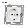 EIOMR EU Standard Wall Power Sockets White Crystal Glass Panel 16A Usb TV RJ45 Wall Switch Usb Outlets Module DIY for Round Box