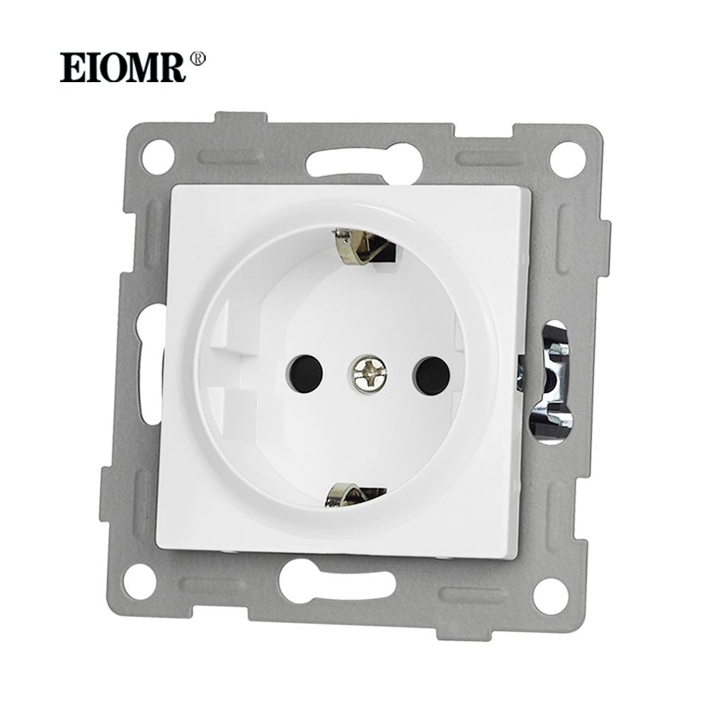 EIOMR EU Standard Wall Power Sockets White Crystal Glass Panel 16A Usb TV RJ45 Wall Switch Usb Outlets Module DIY for Round Box