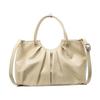 Vintage Pleated Women Crossbody Bag Fashion Pu Leather Tote Bucket Bag Large Capacity Commuting Shoulder Handbag