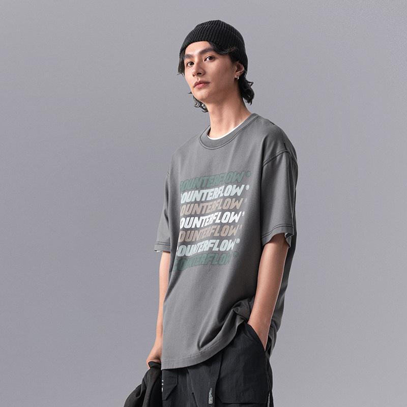 Li Ning CF Playful Attitude Letter Print Sports Knit Crew Neck Short Sleeve T-Shirt Men Tops ATSU613-3