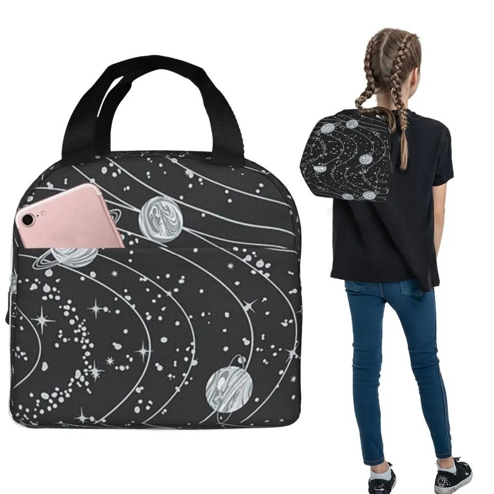 Planets Orbiting In Space Print Insulated Lunch Bag for Women Kids Leakproof Food Boxes Thermal Lunch Box Tote