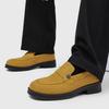 Stylish Yellow Suede Men's Loafers British Style Platform Leather Shoes For Man Comfy Casual Business Shoes Man Chaussures Homme