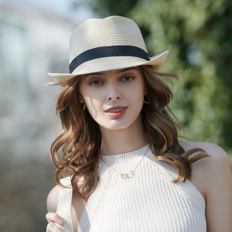 New top hat women, simple summer foldable sun hat, seaside play cone beach hat