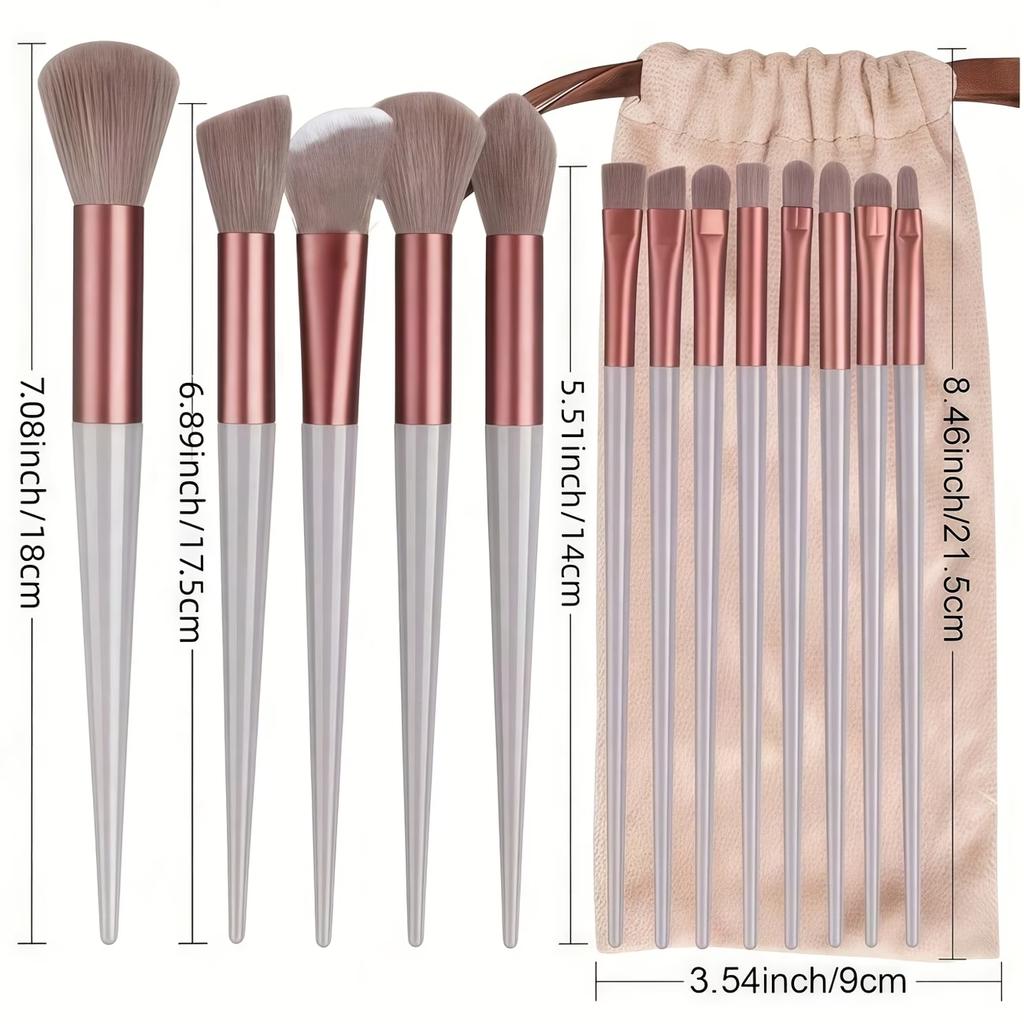 15Pcs Makeup Brushes + 2 Brown Makeup Sponges | Soft Eyeshadow Foundation BB Cream Concealer Brushes Women