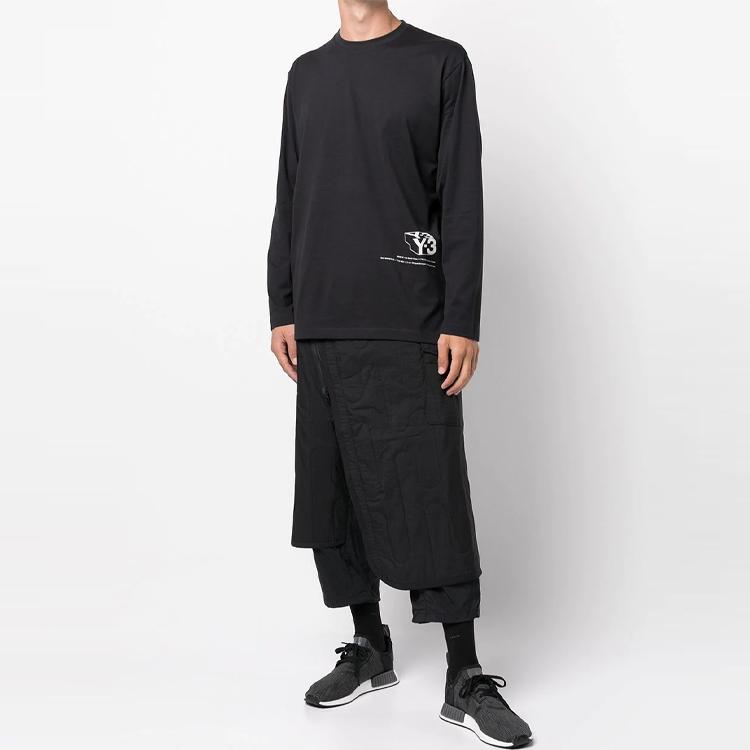 Y-3 Logo Digital Solid Long Sleeve T-Shirt Men Tops Black HF7071