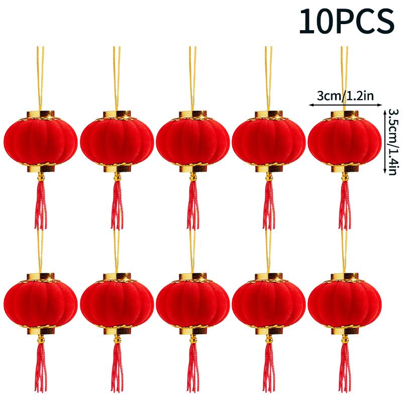 Chinese Lantern New Year Decoration  Flocking Cloth Red Lantern Traditional Spring Festival Chinese Hanging Ornament