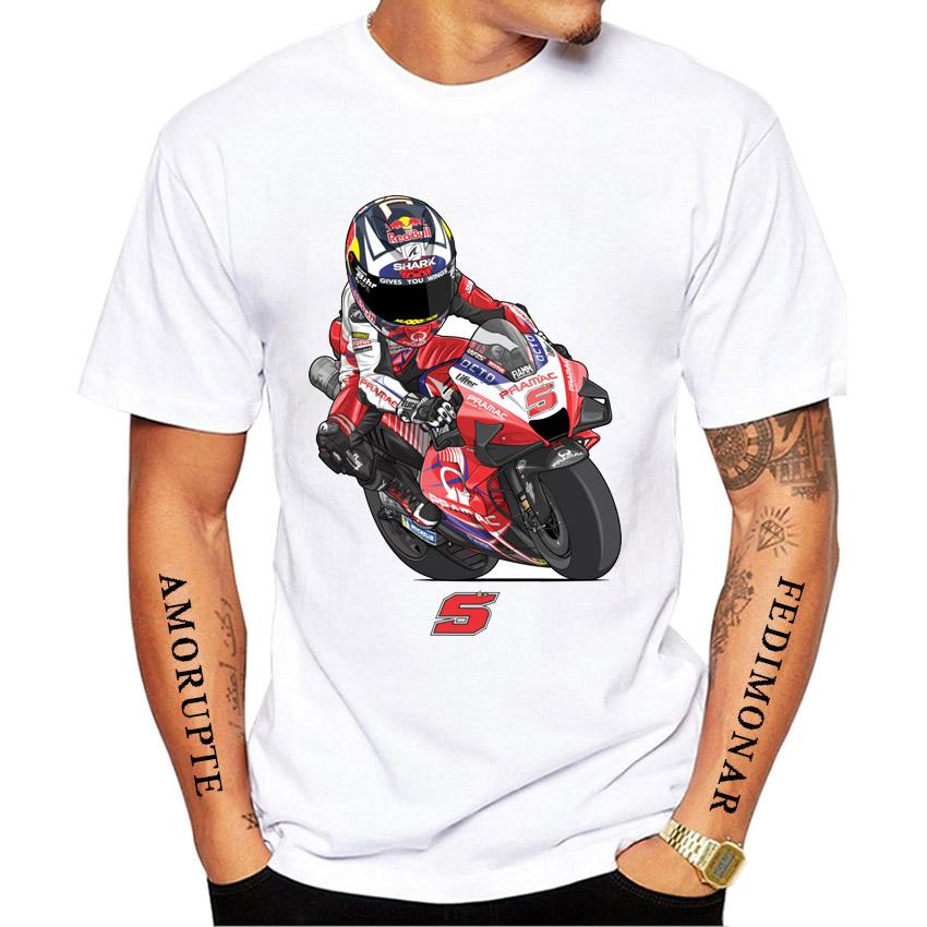 

Johann Zarco 5 France GP Race Legend T-Shirt New Summer Men Short Sleeve Hip Hop Sport Boy Casual Tees Man Motorcycle White Tops M