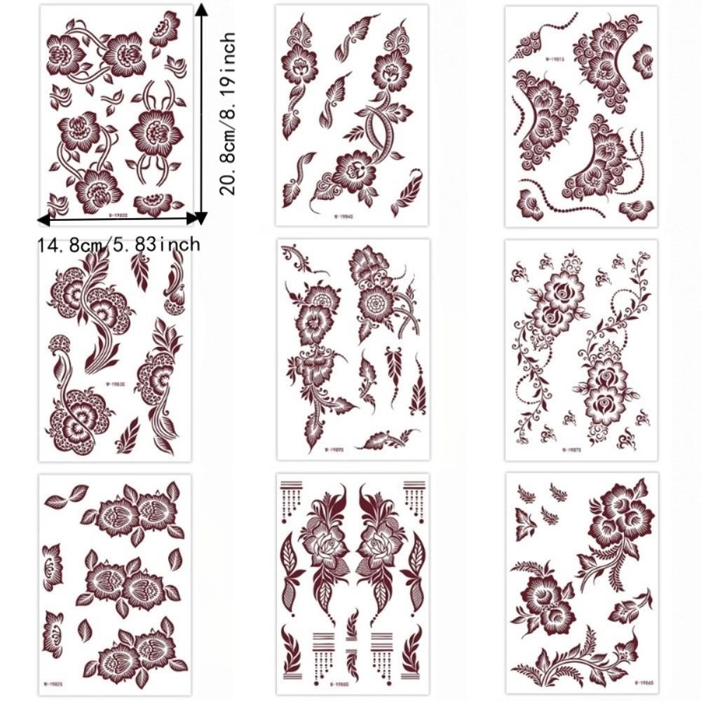 Red Mehndi Stickers Henna Tattoo Stickers Lace Fake Tattoo Red Henna Tattoo Decals India Mehndi