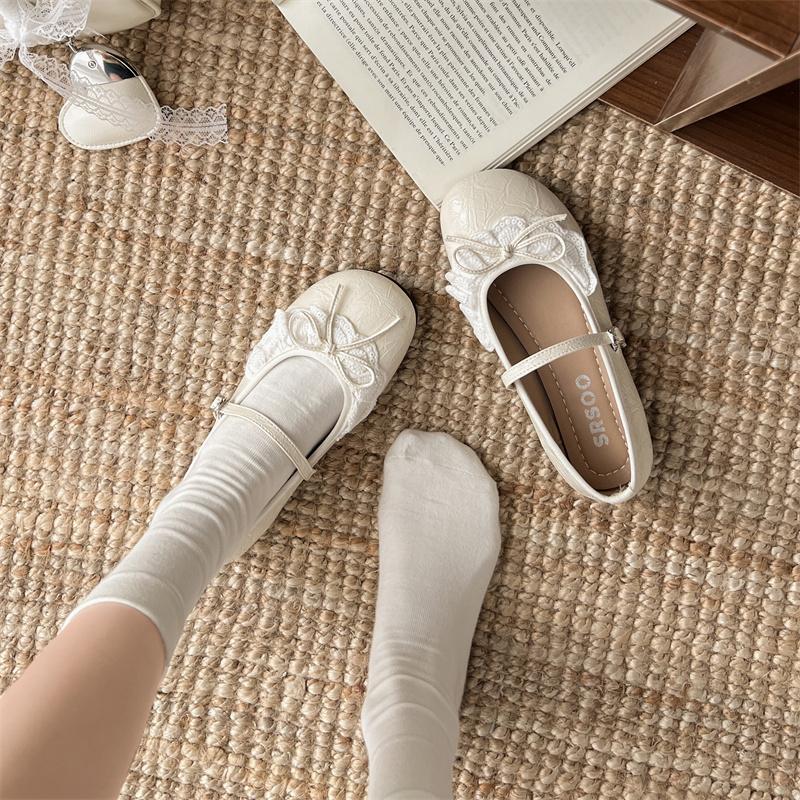Fashion Round Toe JK Women Mary Jane Shoes Ladies Concise Outdoor Butterfly-knot Pumps Spring Autumn Women's Leather Shoes
